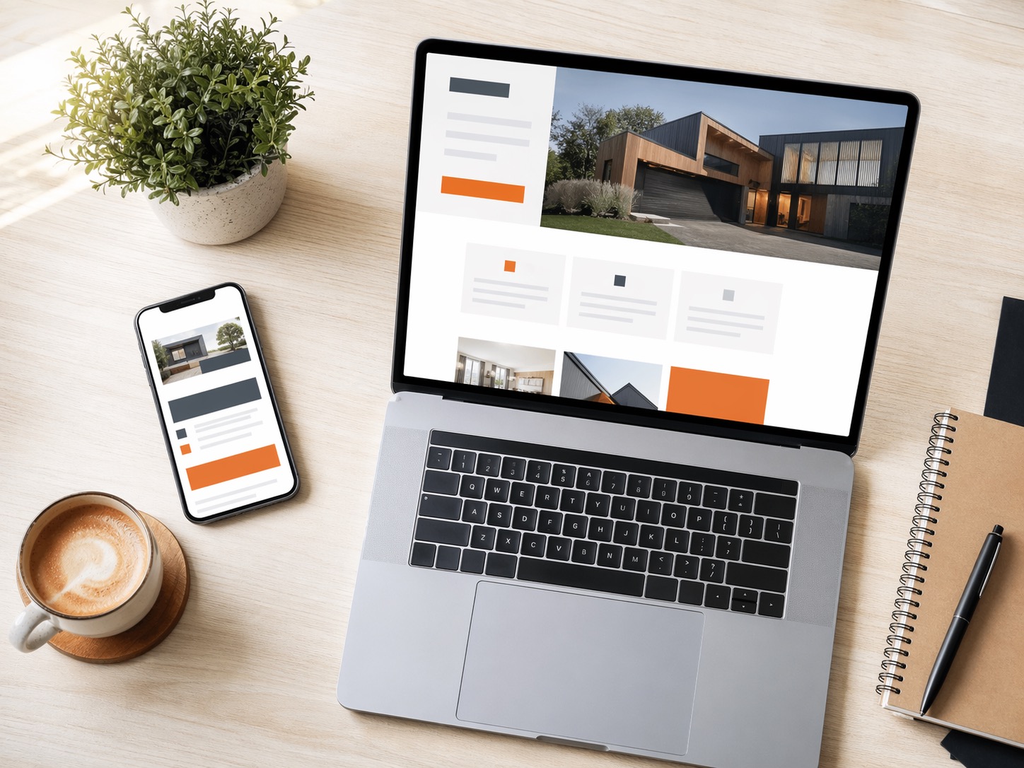 Laptop and phone showing a professional tradie business website